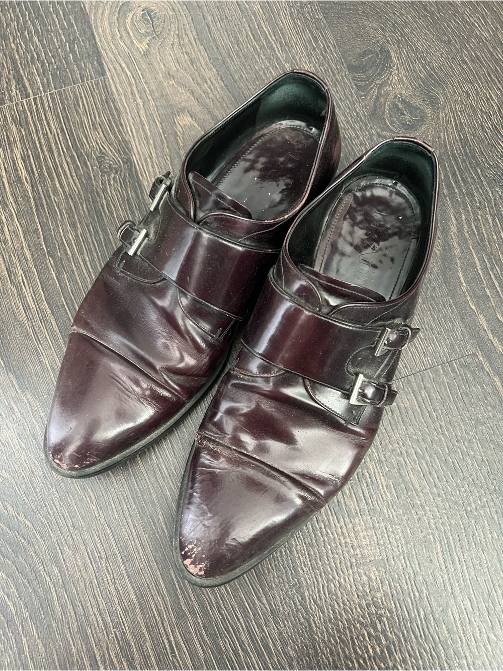 Prada Men's Double Monk Strap Oxfords - Dark Burgundy